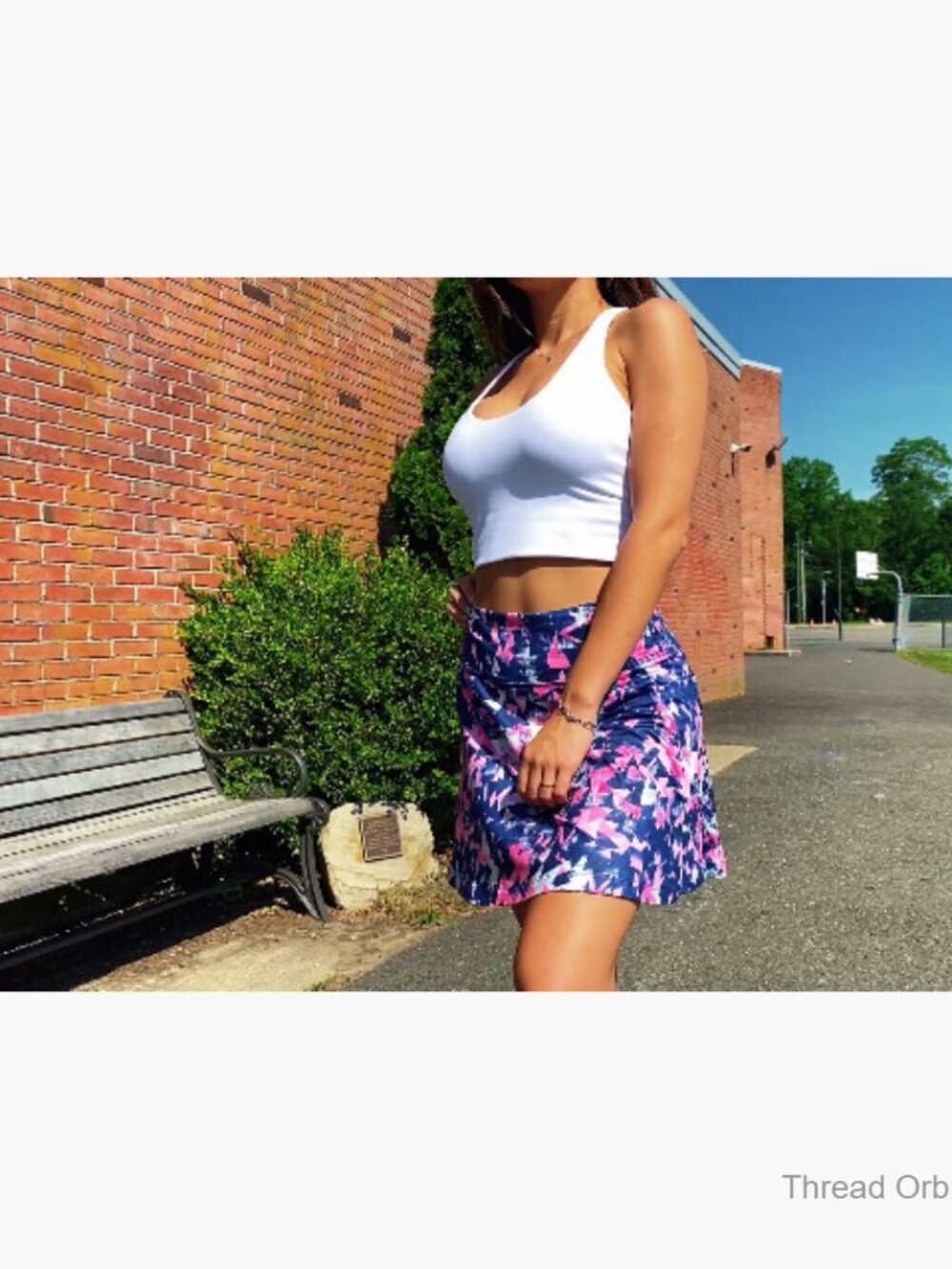 High Rise Athletic Skort with Pockets, Polyester Spandex, Regular Fit - Picture 6 of 7